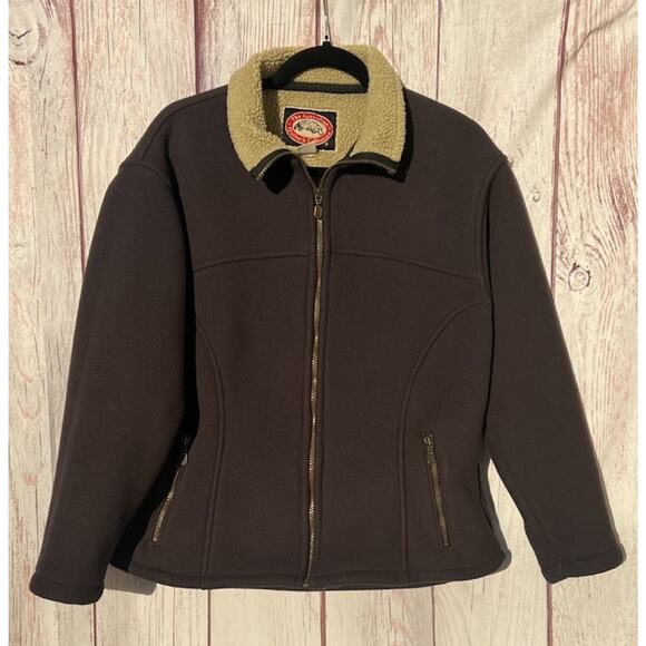 The Australian Outback Collection Fleece Sherpa Lined Jacket Brown Beige Size L - Picture 1 of 5